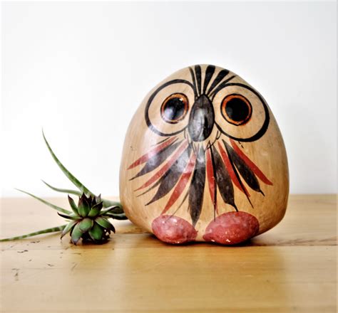 Vintage Mexican Folk Art Owl Figurine Mexican Owl Ceramic Figurine