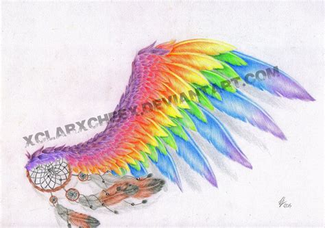 Rainbow Wing Bosquejo Del Tatuaje Por Xclarxcheex Wing Tattoos On