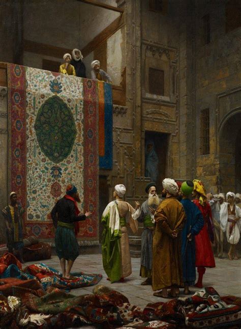 The Carpet Merchant 1887 Cairo Egypt Arab Orientalist Painting By Jean