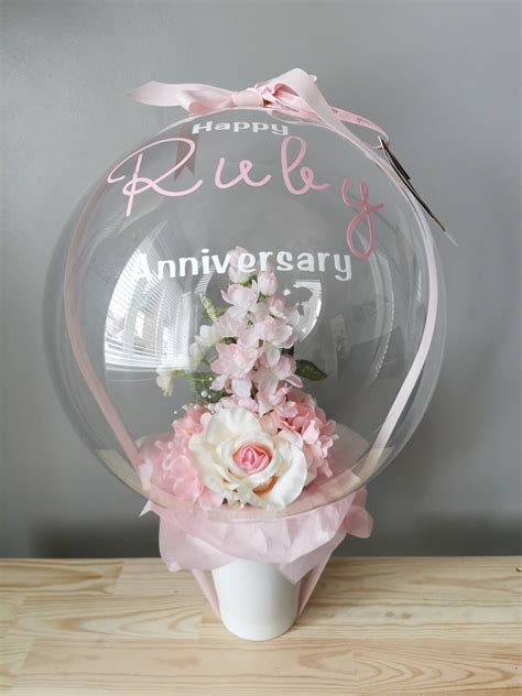 Deluxe Personalised Flower Filled Balloons Etsy Uk