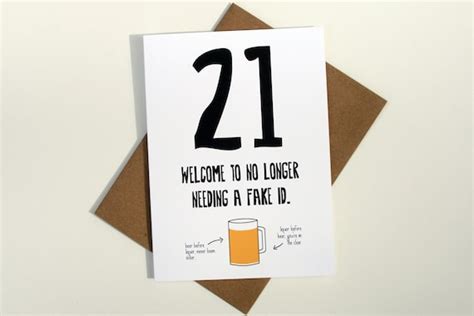 Funny 21st Birthday Card 21st Birthday Card By Nocoastpaperco