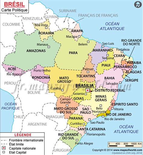 Carte Géographique Du Brésil Archives Voyages Cartes