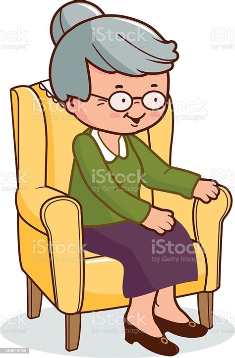 Old Woman Sitting In Armchair Stock Illustration Download Image Now