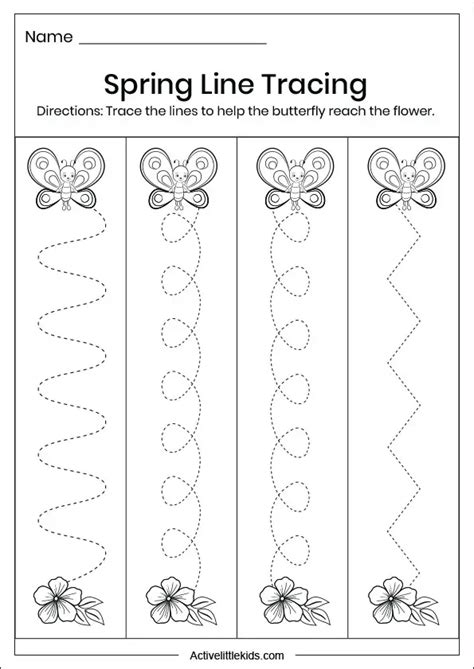 Free Spring Tracing Lines Worksheets Active Little Kids