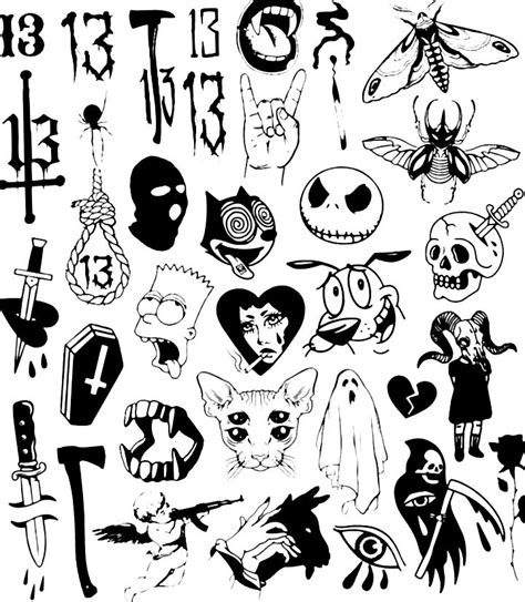 Pin On Tattoo Sketches Spooky Tattoos Tattoo Flash Sheet Sketches