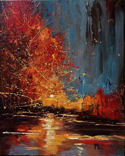 The Magic Autumn Abstract Original Oil Painting Fallpalette Knife