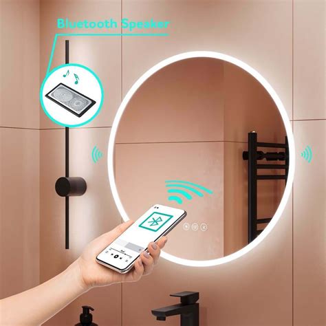 Aria Round Illuminated Led Mirror Bluetooth Speaker Wall Hung