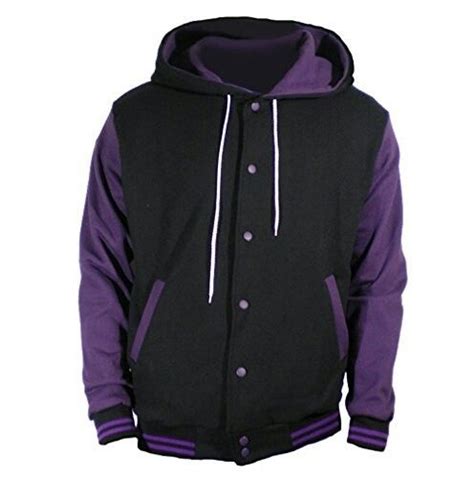 Purple And Black Varsity Jacket For Men Only Hoodies Men