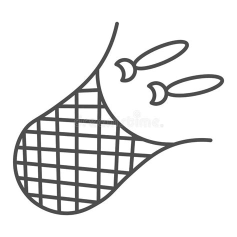 Net With Fish Thin Line Icon Fishing Concept Fishnet Sign On White