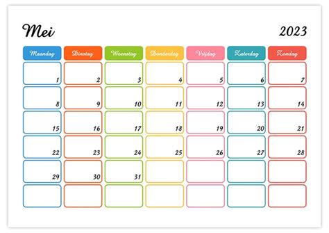 Mooie Kalender Planner Mei 2023