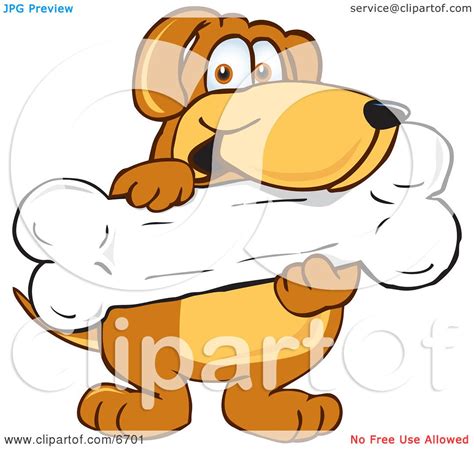 Brown Dog Mascot Cartoon Character Holding A Big Doggy Bone Treat
