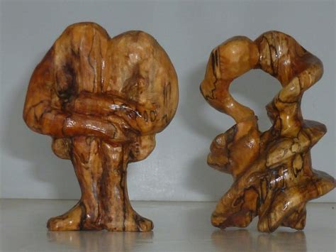 Lovers Embrace Hand Carved Abstract Wood Sculpture Of