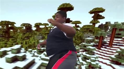 Fat Black Guy Dancing With Minecraft Stock Footage In The Background