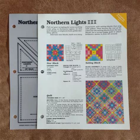 Northern Lights Quilt Block Sewing Pattern And Plastic Template 500