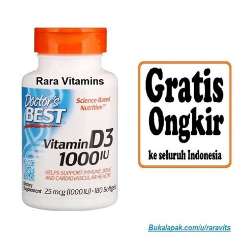 Jual Doctor Best Vitamin D3 1000 Iu 180 Softgel Untuk Kesehatan Tulang Doctors Vit D D 3 1000iu