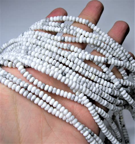 White Howlite 4mm Rondelle Beads Full Strand 140 Beads Rfg1617