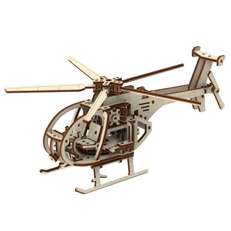 Wooden 3d Puzzles Helicopter Model Kit Kcogear