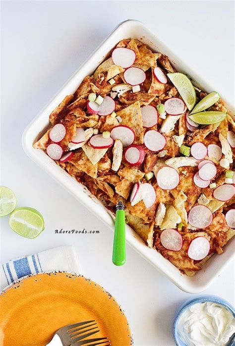 Chicken Chilaquiles Traditional Mexican Style Casserole Is A Made Of