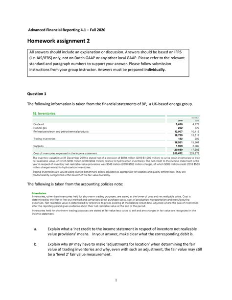 Afr 2020 Homework Assignment 2 Advanced Financial Reporting 4 Fall