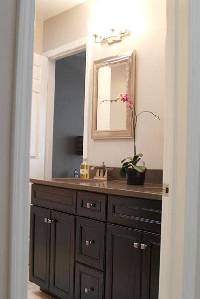 Follow these simple steps without needing any professional tools and you'll have gorgeous painted bathroom cabinets that you love! Brown Painted Cabinets - Contemporary - bathroom