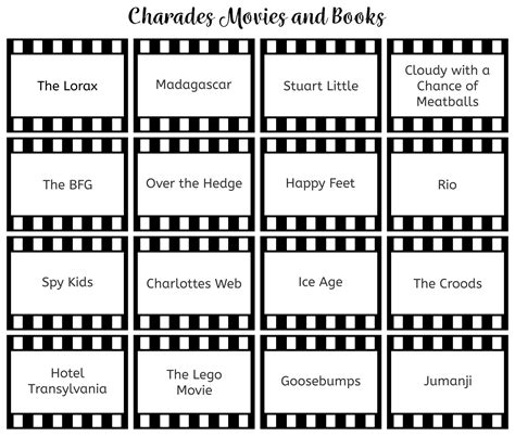 Best Printable Charades Movie Lists Printablee Com