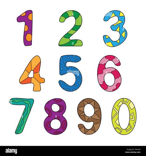 Vector Cartoon Kids Figures Set Of Color Numbers Counting Learn The