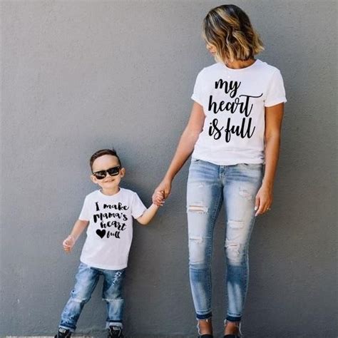 I Make Mamas Heart Full Tee Mommyandme T Shirts Mom And Son Short Sleeve