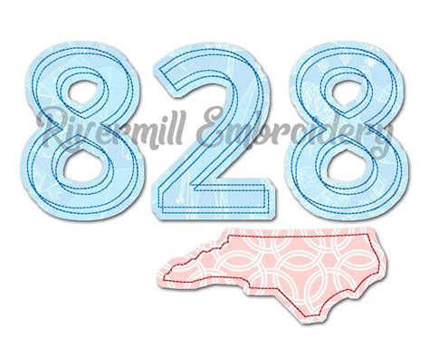 Raggy Applique North Carolina 828 Area Code Machine Embroidery Design