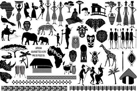 African And Ethnic Silhouettes Ai Eps Png 281059 Illustrations Design Bundles