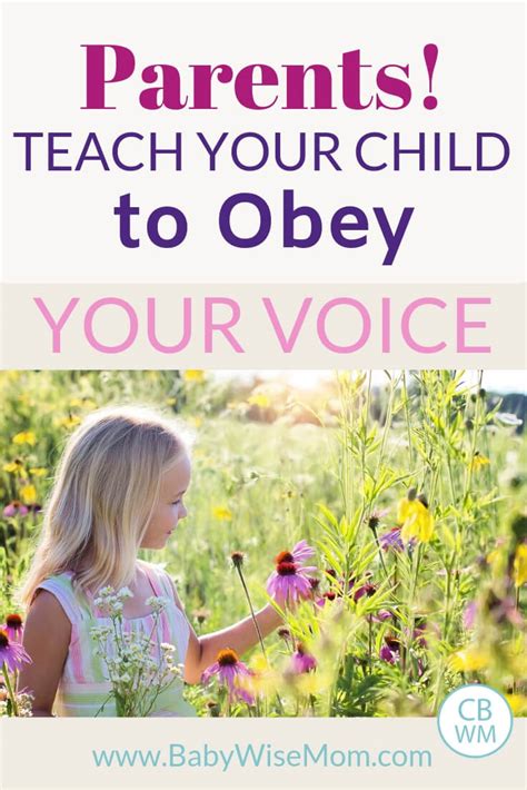 Parents Train Children To Obey Your Voice Babywise Mom