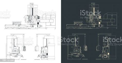 Milling Cnc Machine Blueprints Stock Illustration Download Image Now
