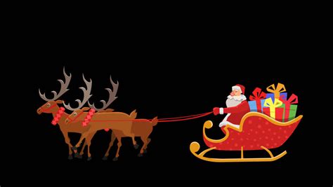 Cartoon Animated Santa Sleigh Ride Stock Footage Video 100 Royalty