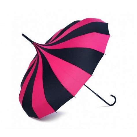 Black And Hot Pink Pagoda Style Umbrella Umbrella Hot Pink Pink