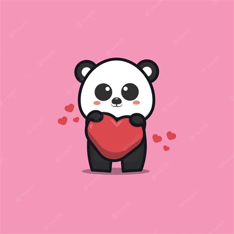 Premium Vector Cute Panda Holding Love Cartoon Icon Illustration