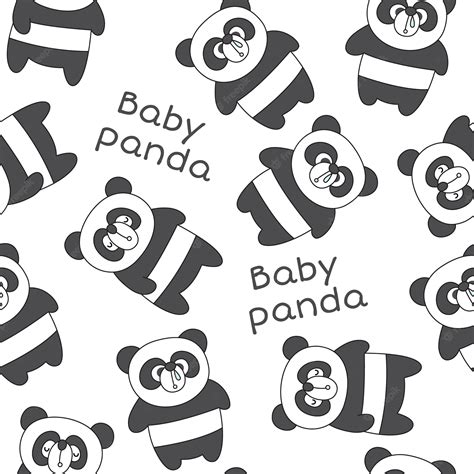 Premium Vector Cute Baby Panda Seamless Pattern