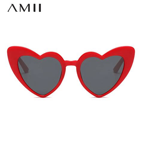 Amii Heart Sunglasses Women Brand Designer Cat Eye Sun Glasses Retro Love Heart Shaped Glasses