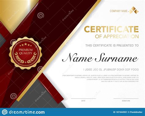 Modelo De Certificado De Diploma Vermelho E Dourado Com Imagem Vetorial De Luxo E Estilo Moderno
