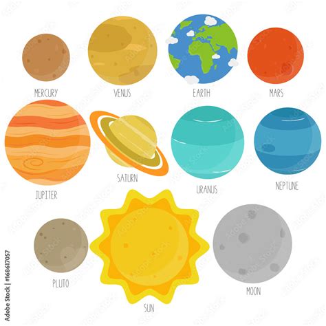 Cartoon Planets Solar System Art