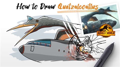 How To Draw Quetzalcoatlus Attacks Plane Dinosaur From Jurassic World Dominion Movie Easy Step
