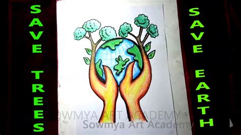 How To Draw Save Trees Save Earth Poster Easy Drawing Step By Step