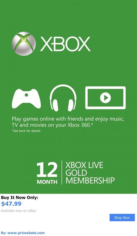Video Gaming 12 Month Microsoft Xbox Live Gold Membership Subscription