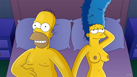 Rule 34 Bed Blue Hair Breasts Color Female Hair Homer Simpson Human