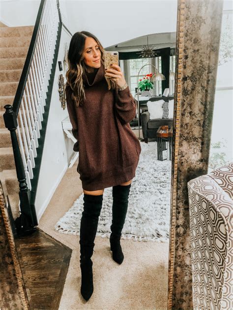 Sweater Dress In Brown With Otk Boots This Is Our Bliss This Is Our