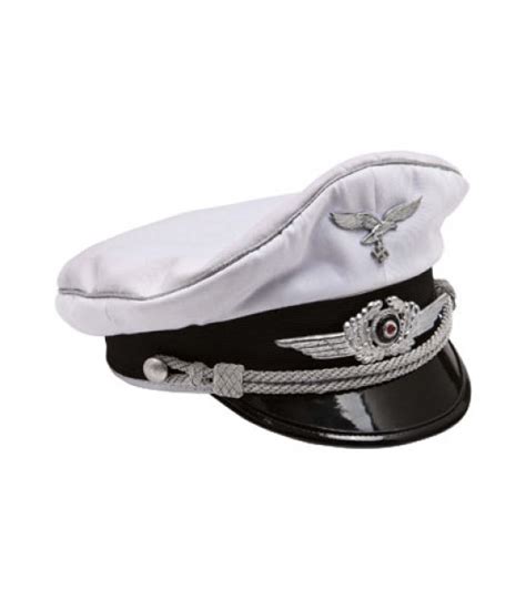 Ww2 Luftwaffe Officers White Cotton Visor Cap