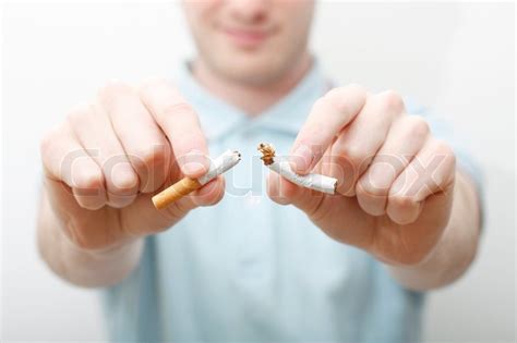 A Man Trying To Quit Smoking Stock Image Colourbox