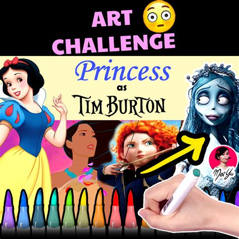 Drawing Disney Princesses In Tim Burton Style 🌈 📚 🖍️ Mei Yus Book