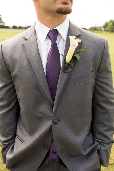 25 Awesome Groomsmen With Attire Grey And Purple For Inspiration Hochzeit Bräutigam Herrenanzug