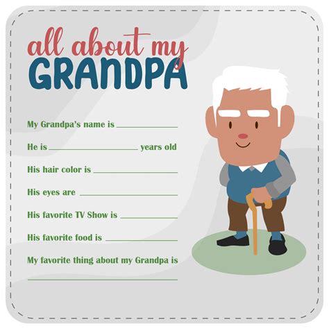 Grandpa All About Me Printable