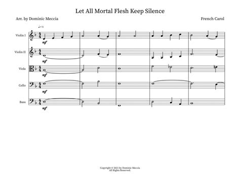 Let All Mortal Flesh Keep Silence Sheet Music French Carol String