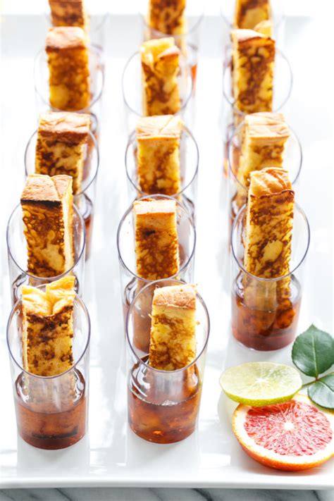 A shot glass inspirational ideas for savoury shot glass canapes | shot glass appetizers, appetizer recipes. French Toast Shooters | Love and Olive Oil